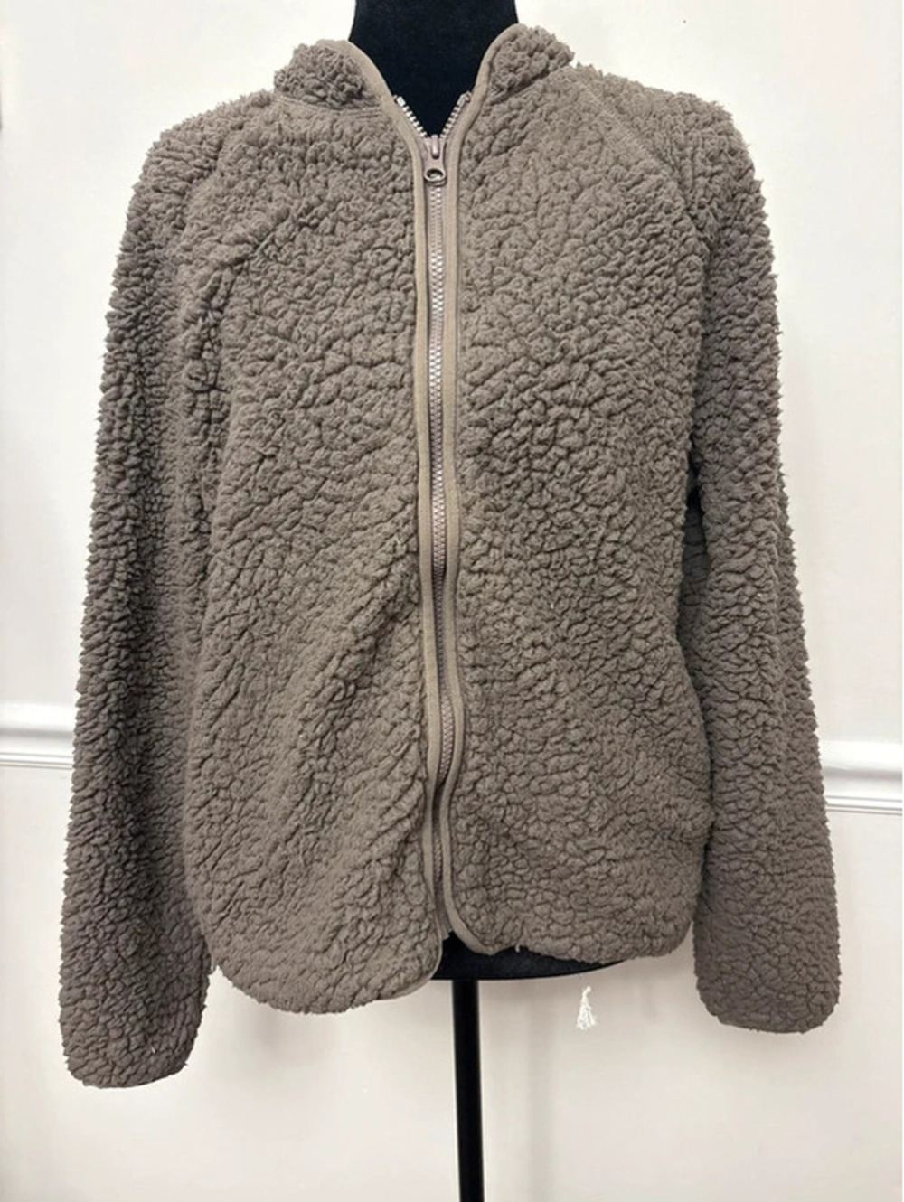 Z by Zella Taupe Sherpa Full-Zip Jacket Size Medium